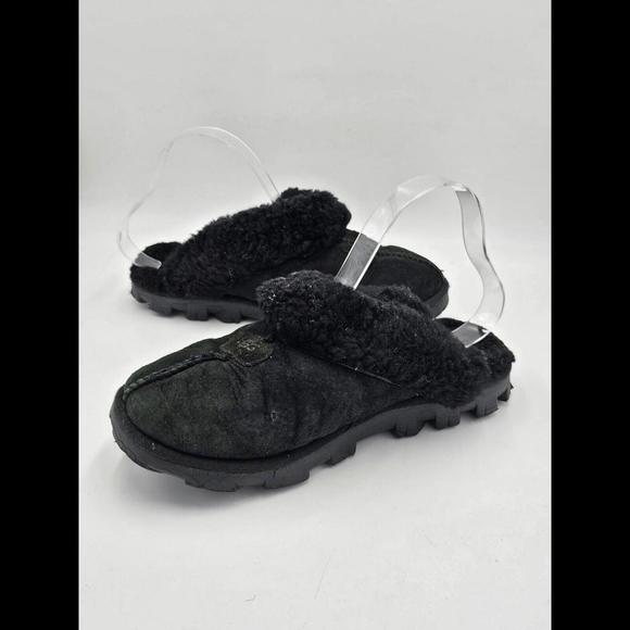 UGG Coquette Suede Leather Slip-on Slippers Women Size 7 (Black) - Picture 2 of 7